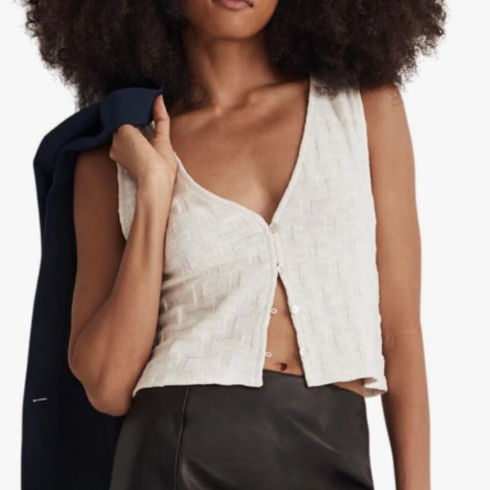 Madewell White Godiva Vest Top, Size L